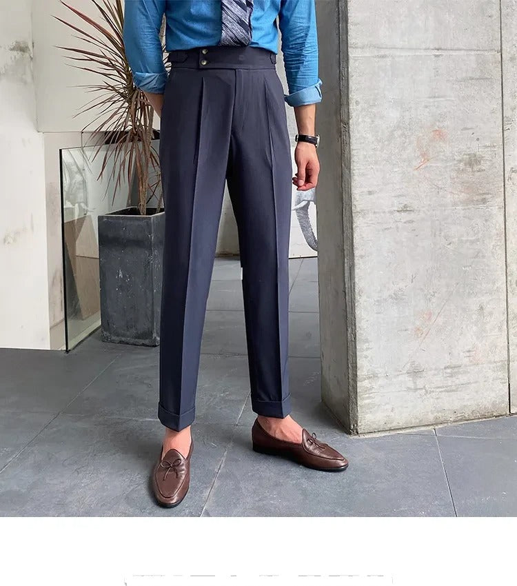 Elephant Grey Signature Buttoned Gurkha Pants