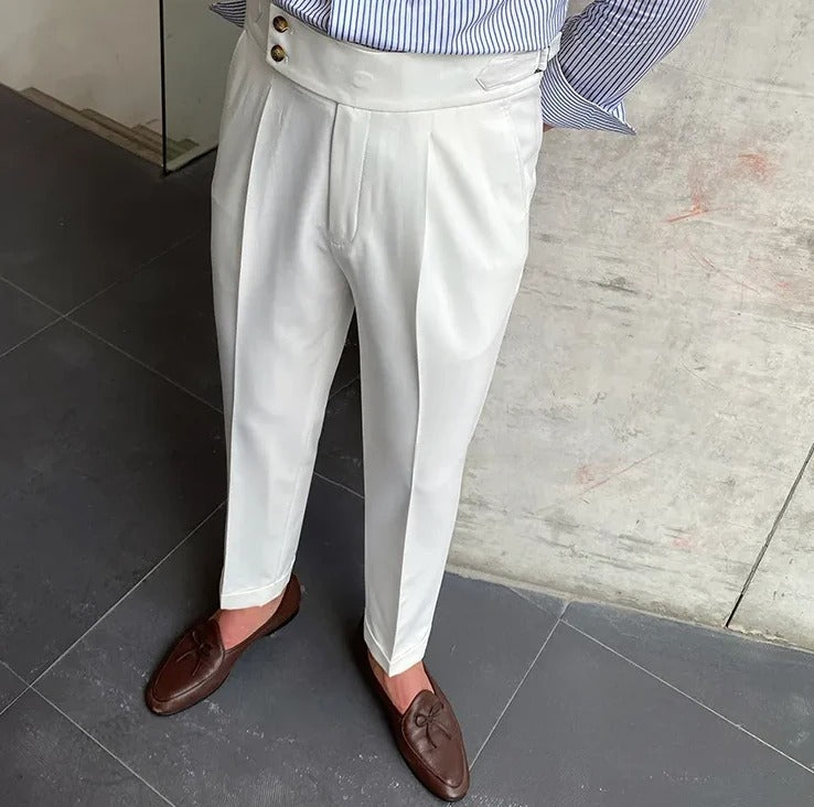 White Signature Buttoned Gurkha Pants by Ellegance