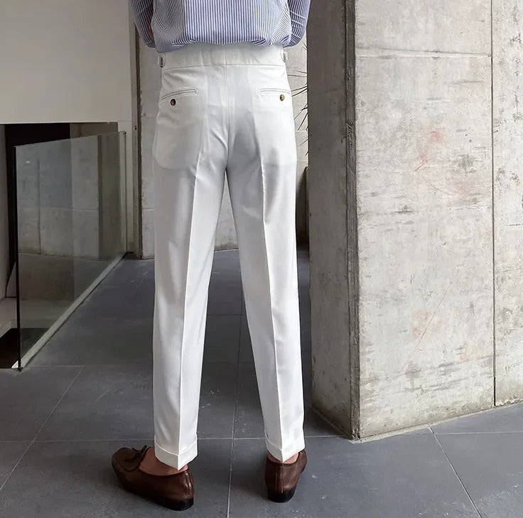 White Signature Buttoned Gurkha Pants by Ellegance