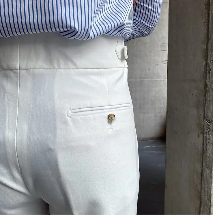 White Signature Buttoned Gurkha Pants by Ellegance