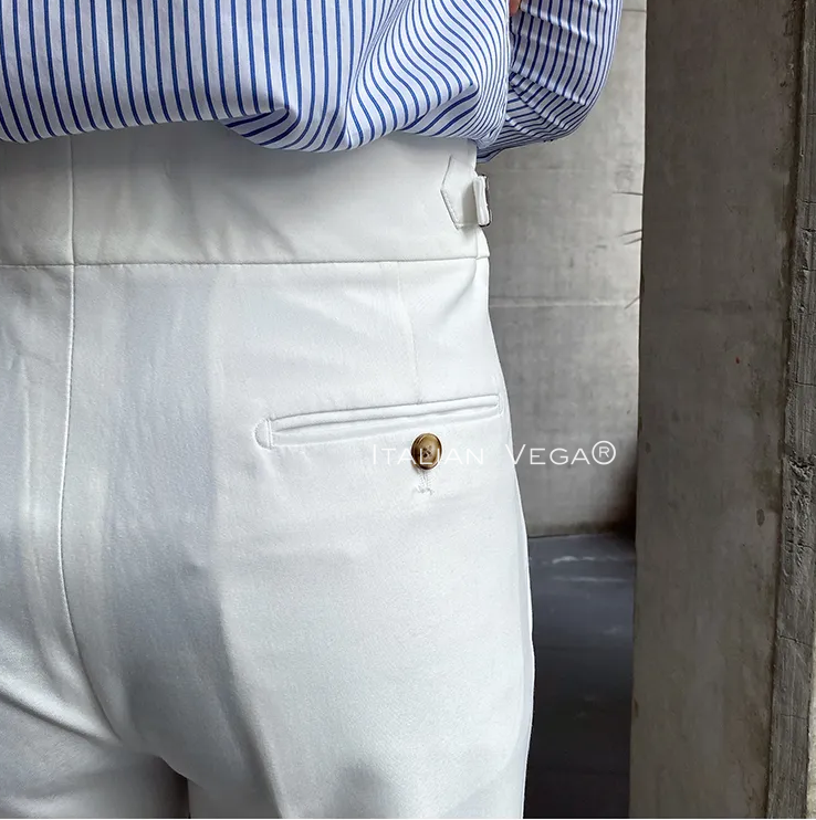 White Signature Buttoned Gurkha Pants by Ellegance